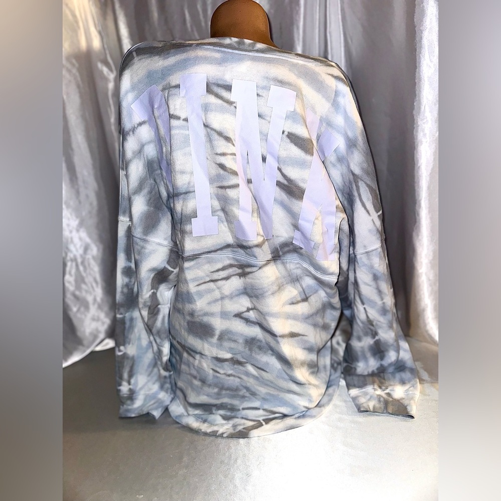 Victorias Secret PINK Pullover varsity Crew Shirt Sweatshirt  Tie Dye NWT XL